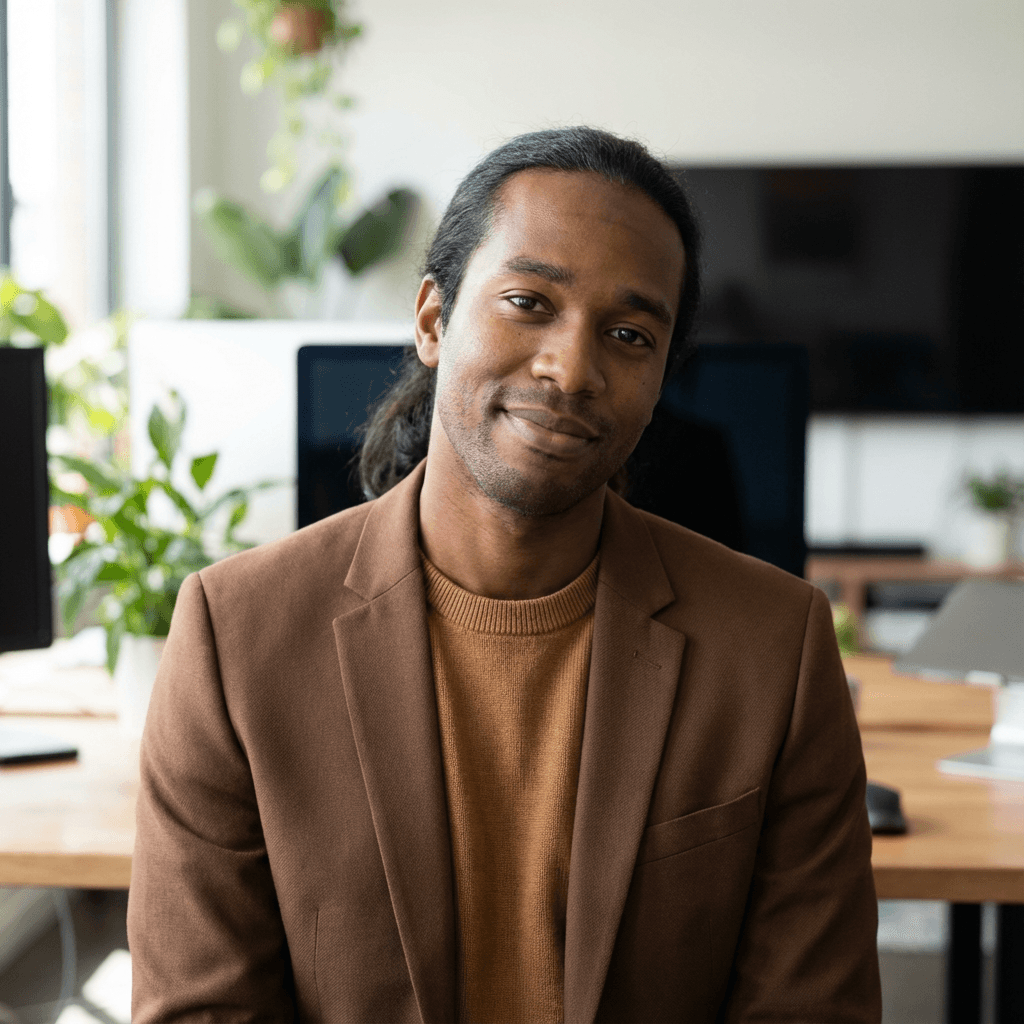 David Thompson, practice administrator in a button-down shirt
